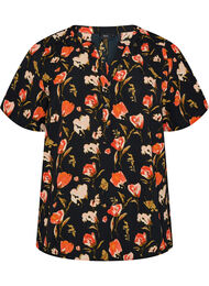 Pusero lyhyill&auml; hihoilla ja v-p&auml;&auml;ntiell&auml;, Musta