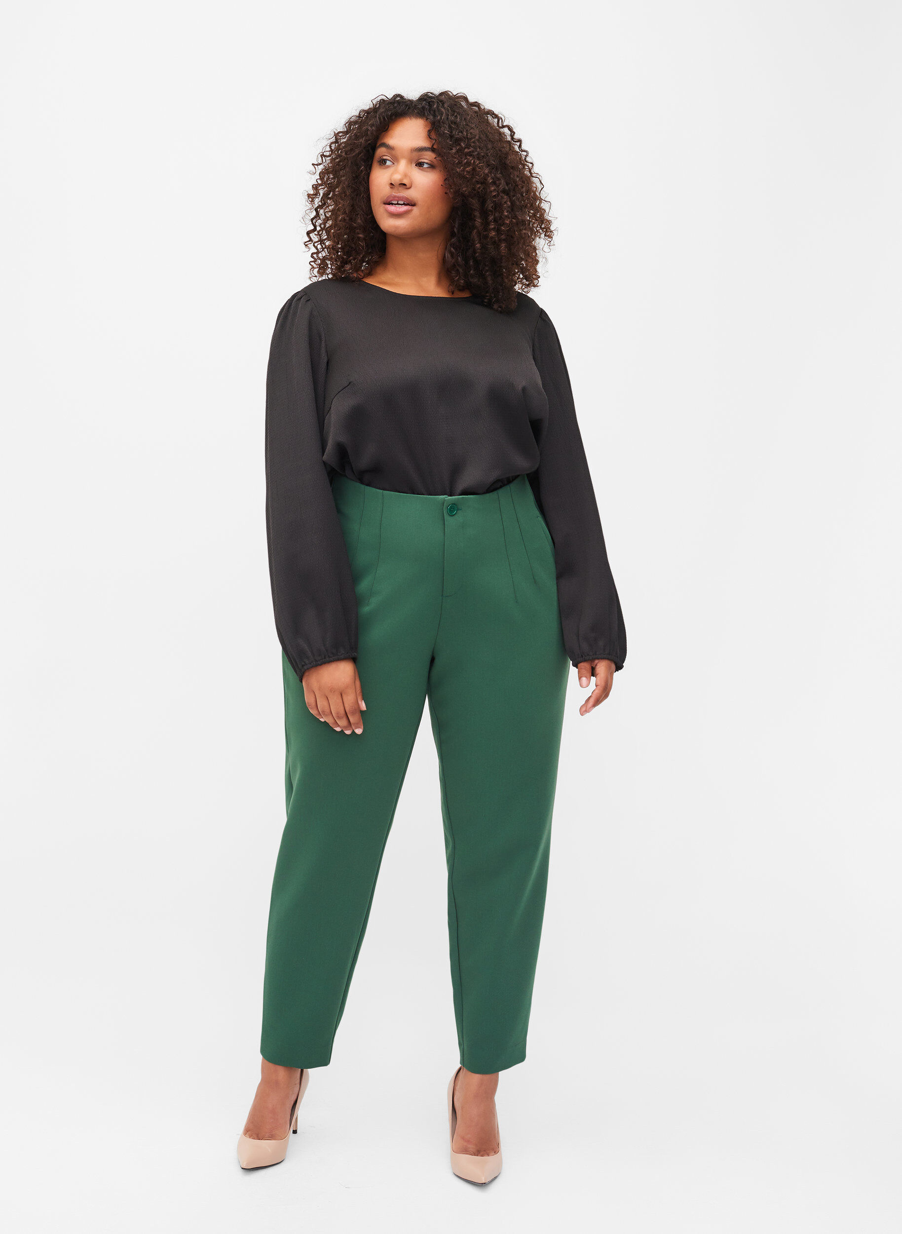 Zizzi Pitk&auml;hihainen pusero py&ouml;re&auml;ll&auml; p&auml;&auml;ntiell&auml;, Black, Model image number 3