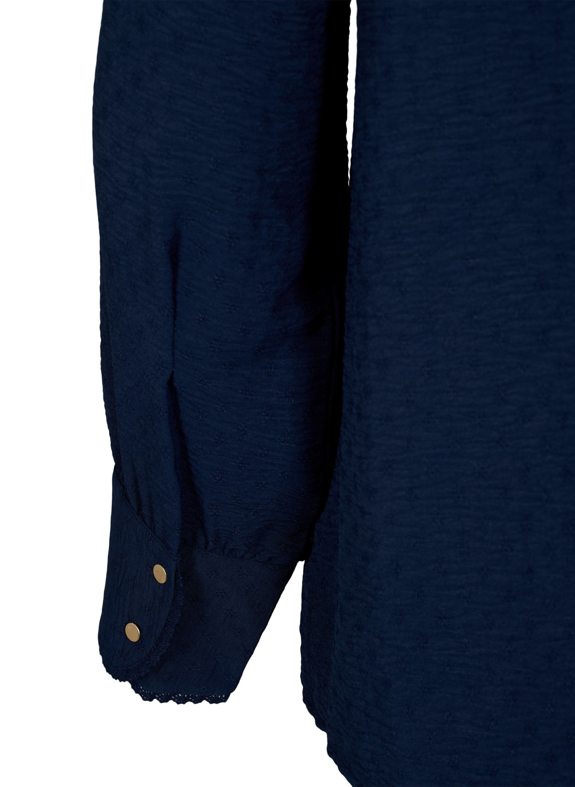 Zizzi Pinnaltaan ep&auml;tasainen pitk&auml;hihainen pusero, Navy Blazer, Packshot image number 3