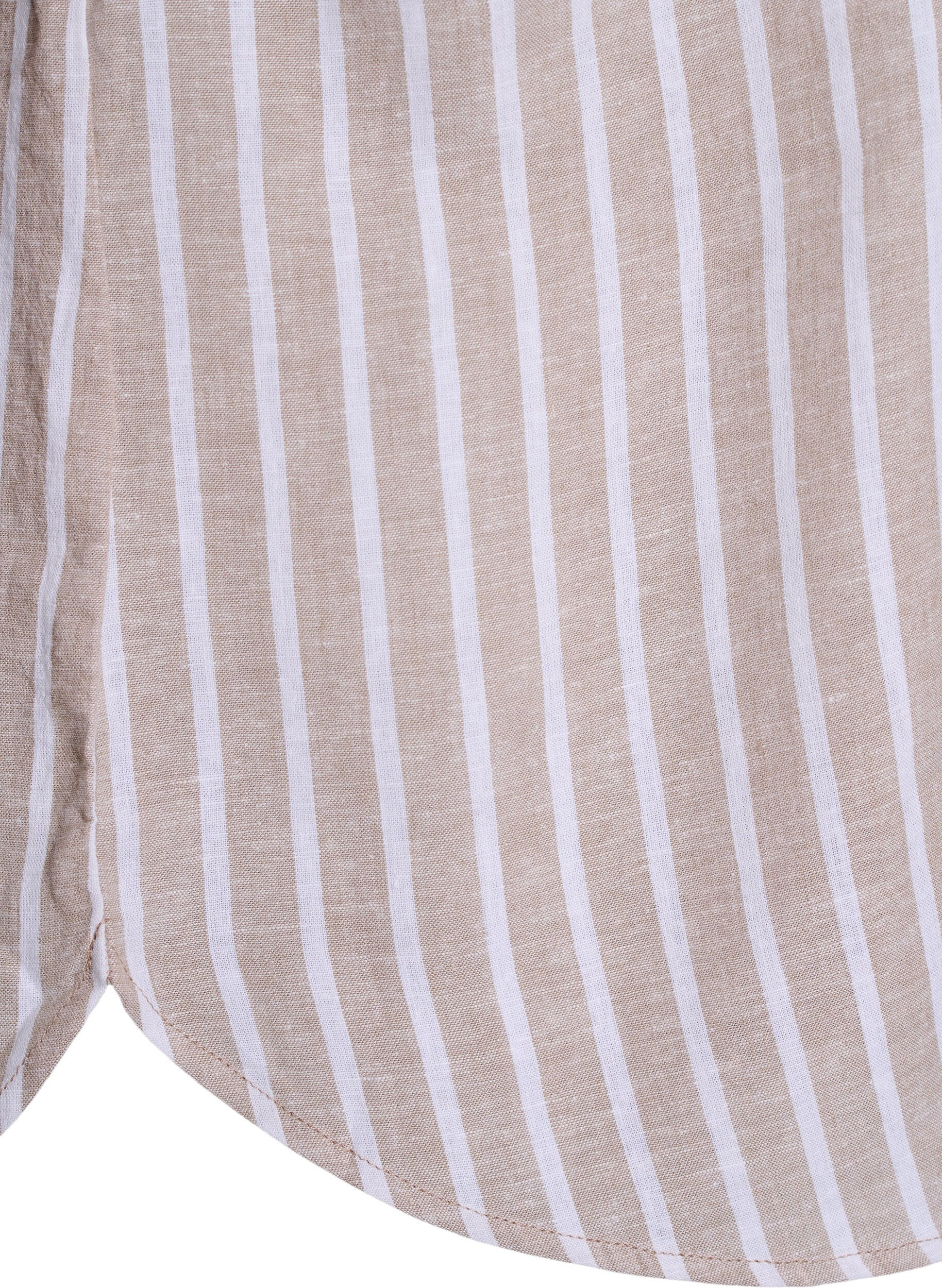 Zizzi Paita pellavaa ja viskoosia, 3/4-hihoilla, Beige, Packshot image number 3