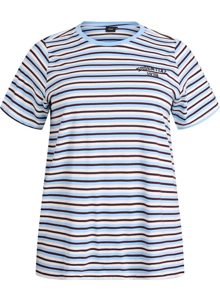 Puuvillainen raidallinen t-paita, Sininen, Packshot