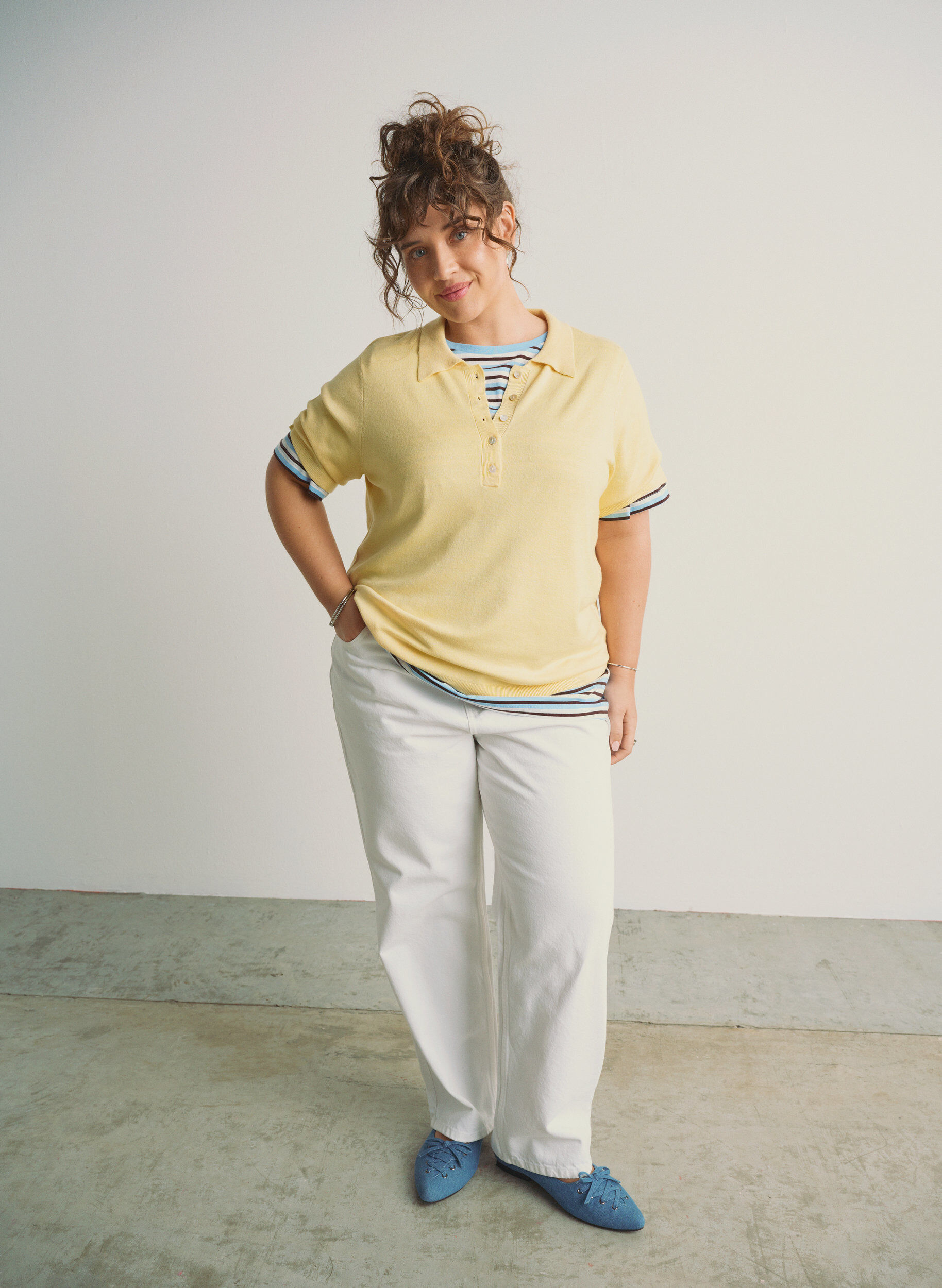 Zizzi Suoristavat farkut solmittavalla vy&ouml;ll&auml;, Valkoinen, Image image number 0