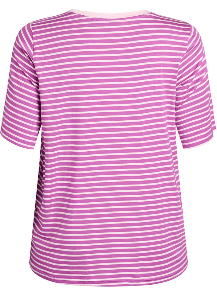 T-paita TENCEL&trade; Lyocellista ja raidoilla, Violetti, Packshot image number 1