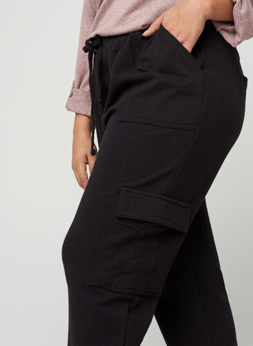 Happopestyt housut puuvillasekoitteesta, Black Washed , Model image number 1