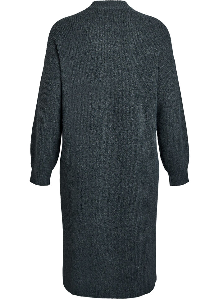 Pitkä neulemekko korkealla kauluksella, Vihreä, Packshot image number 1