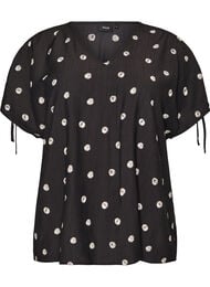 Viskoosipusero rypytetyill&auml; hihoilla, Musta