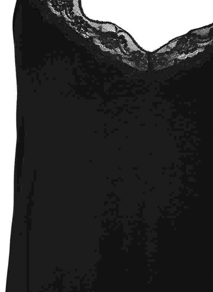 Viskoosinen yömekko pitsireunuksella , Black, Packshot image number 2
