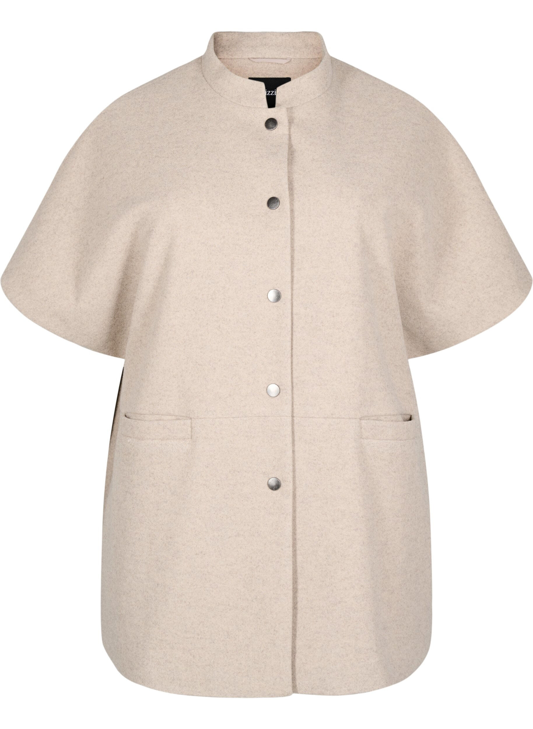 Zizzi Villakangastyylinen viittatakki, jossa on lyhyet hihat, Simply Taupe Mel., Packshot image number 0