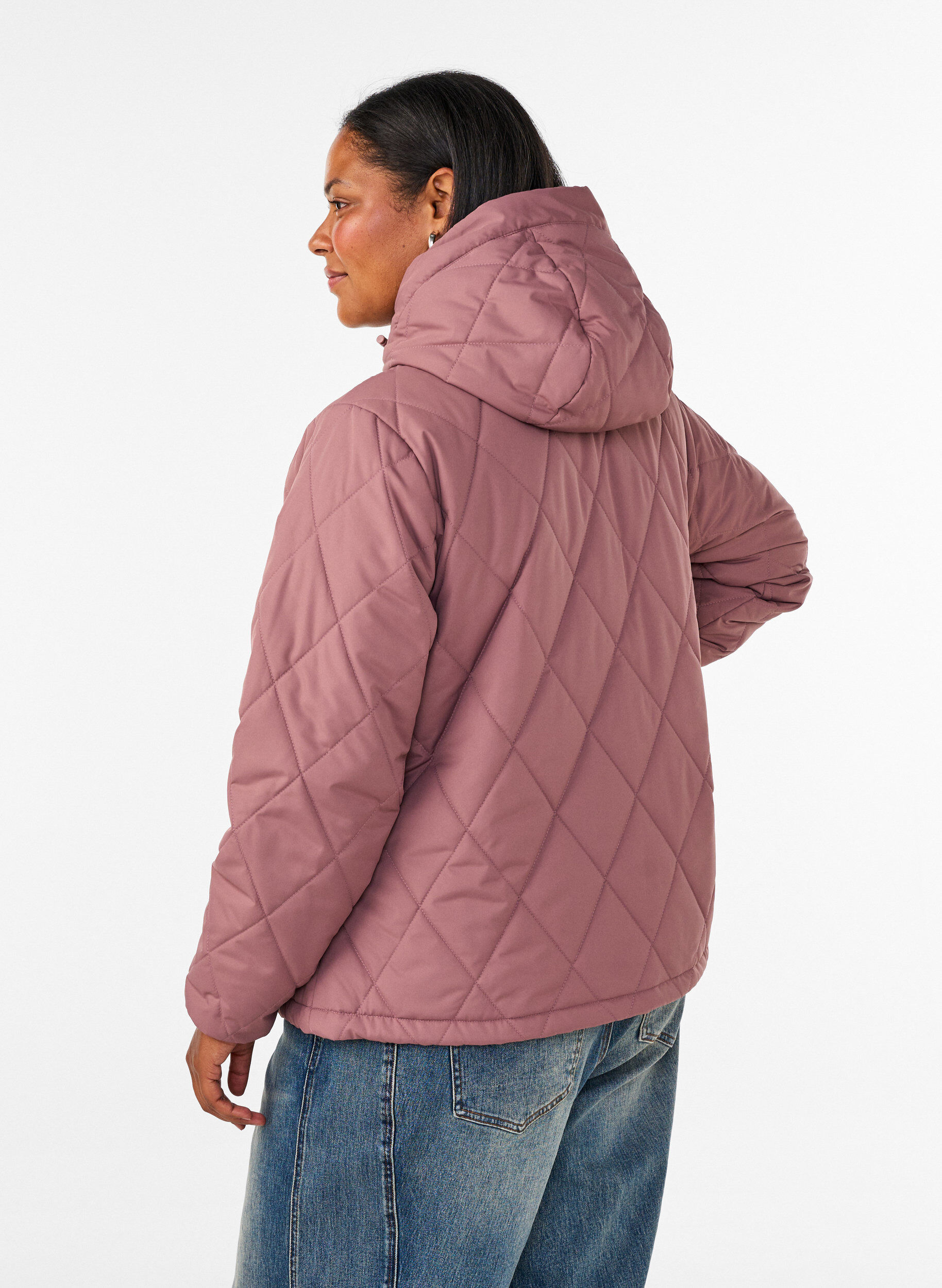 ZizziKevyesti topattu takki timanttitikkauksilla, Vaaleanpunainen, Model image number 2