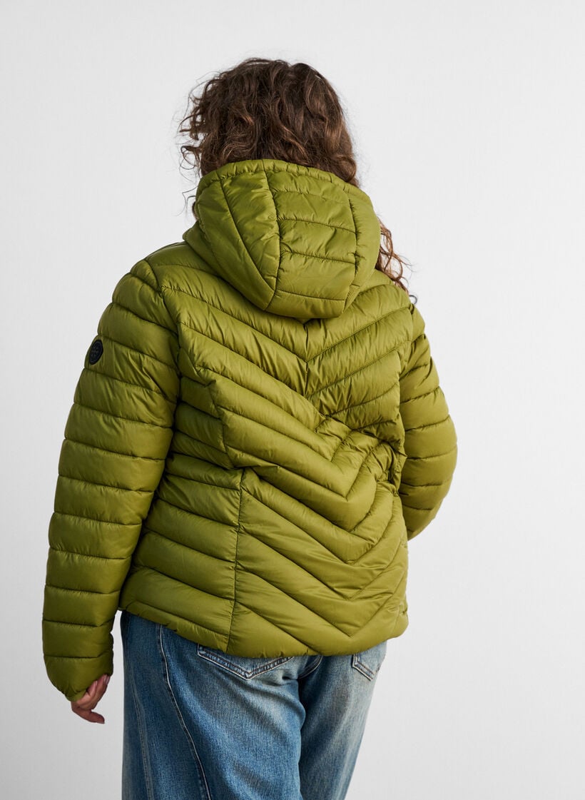 Kevyt takki hupulla, Vihre&auml;, Model image number 2