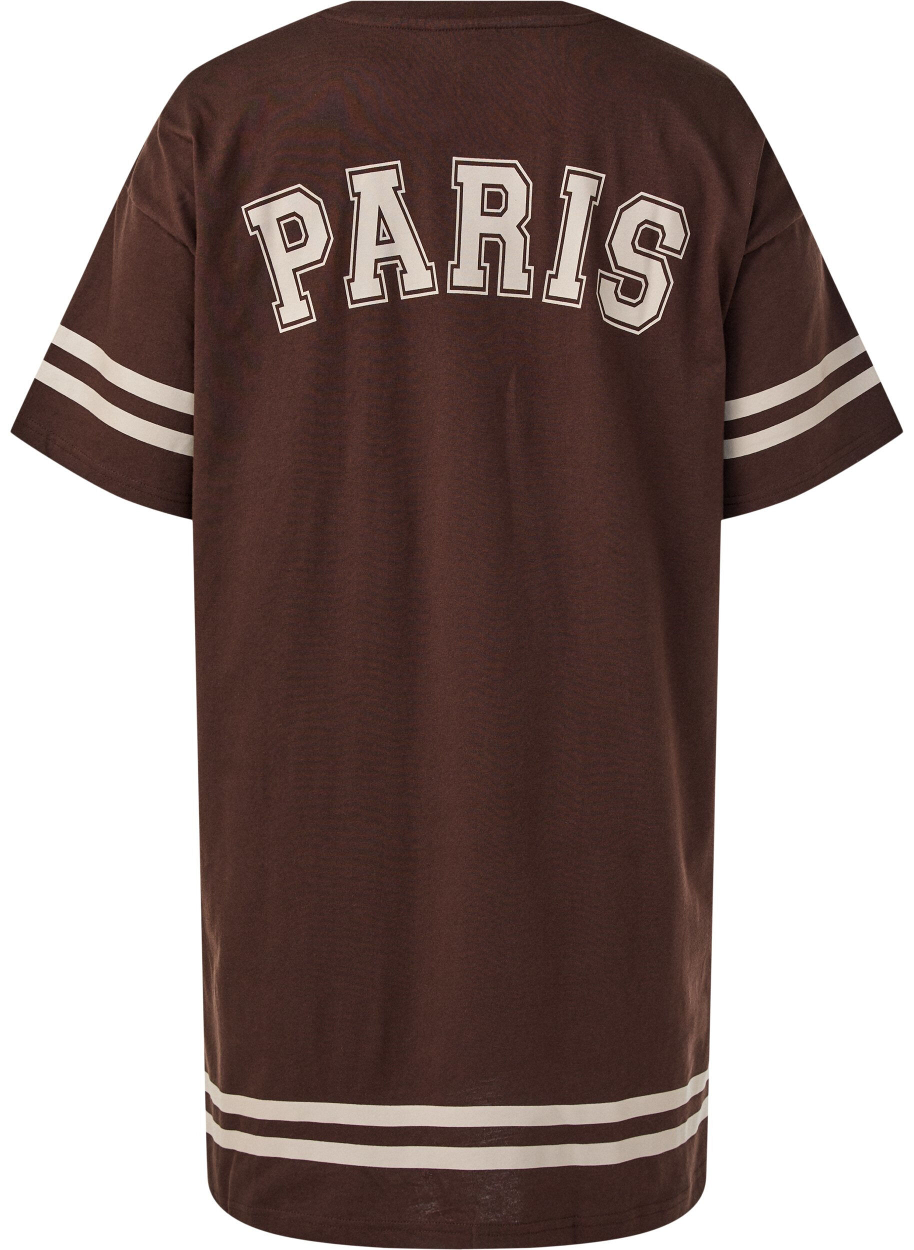 ZizziShort t-shirt dress with sporty details, Brown, Packshot image number 1