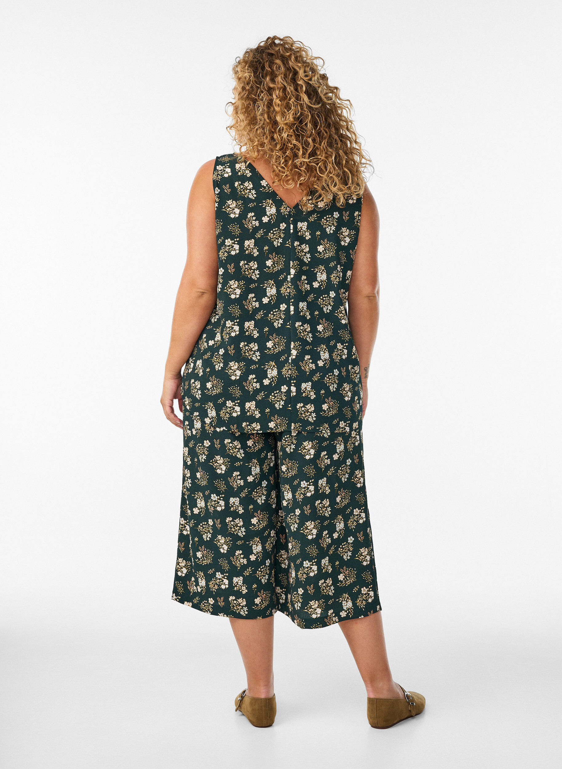 ZizziPrinttitoppi v-p&auml;&auml;ntiell&auml;, Vihre&auml;, Model image number 1
