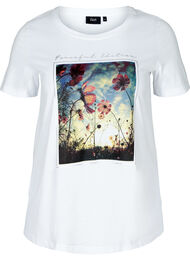 Lyhythihainen puuvillainen t-paita painatuksella, Bright White