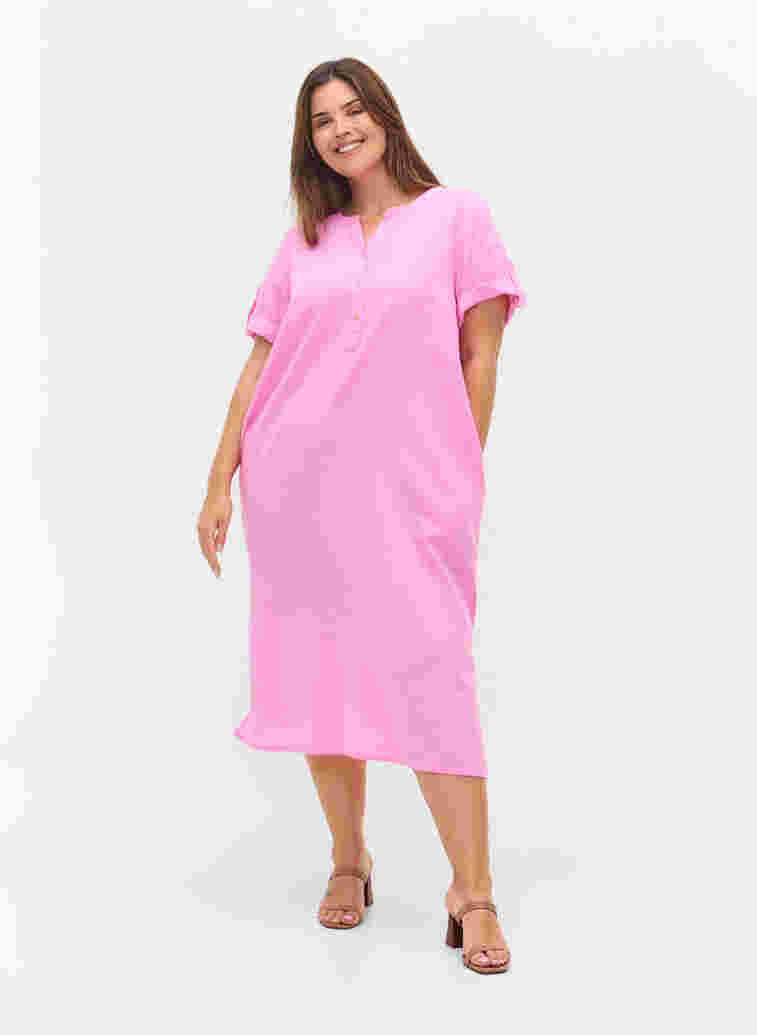 Pitkä paitamekko lyhyillä hihoilla, Begonia Pink, Model image number 2