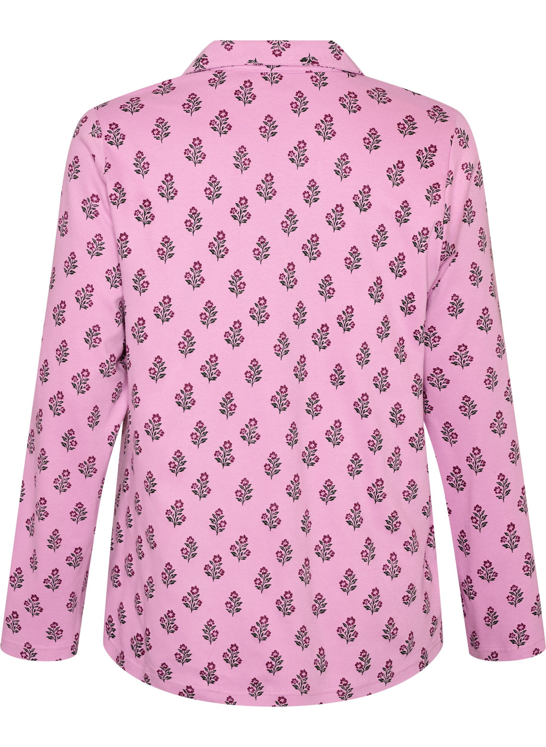 ZizziPuuvillainen pyjamapaita rintataskulla, Vaaleanpunainen, Packshot image number 1