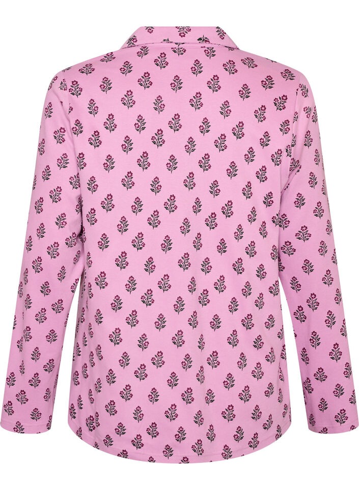 Puuvillainen pyjamapaita rintataskulla, Vaaleanpunainen, Packshot image number 1
