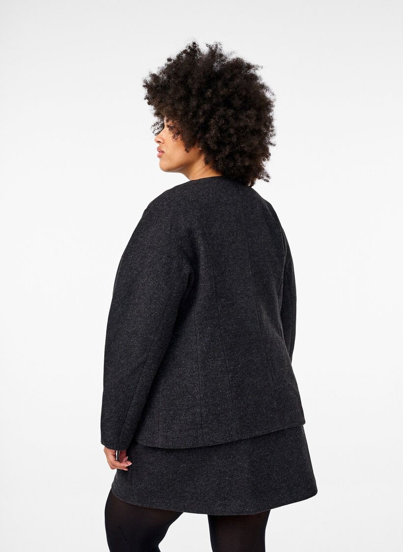 Vyötäröä korostava bleiseri, Dark Grey Melange, Model image number 1