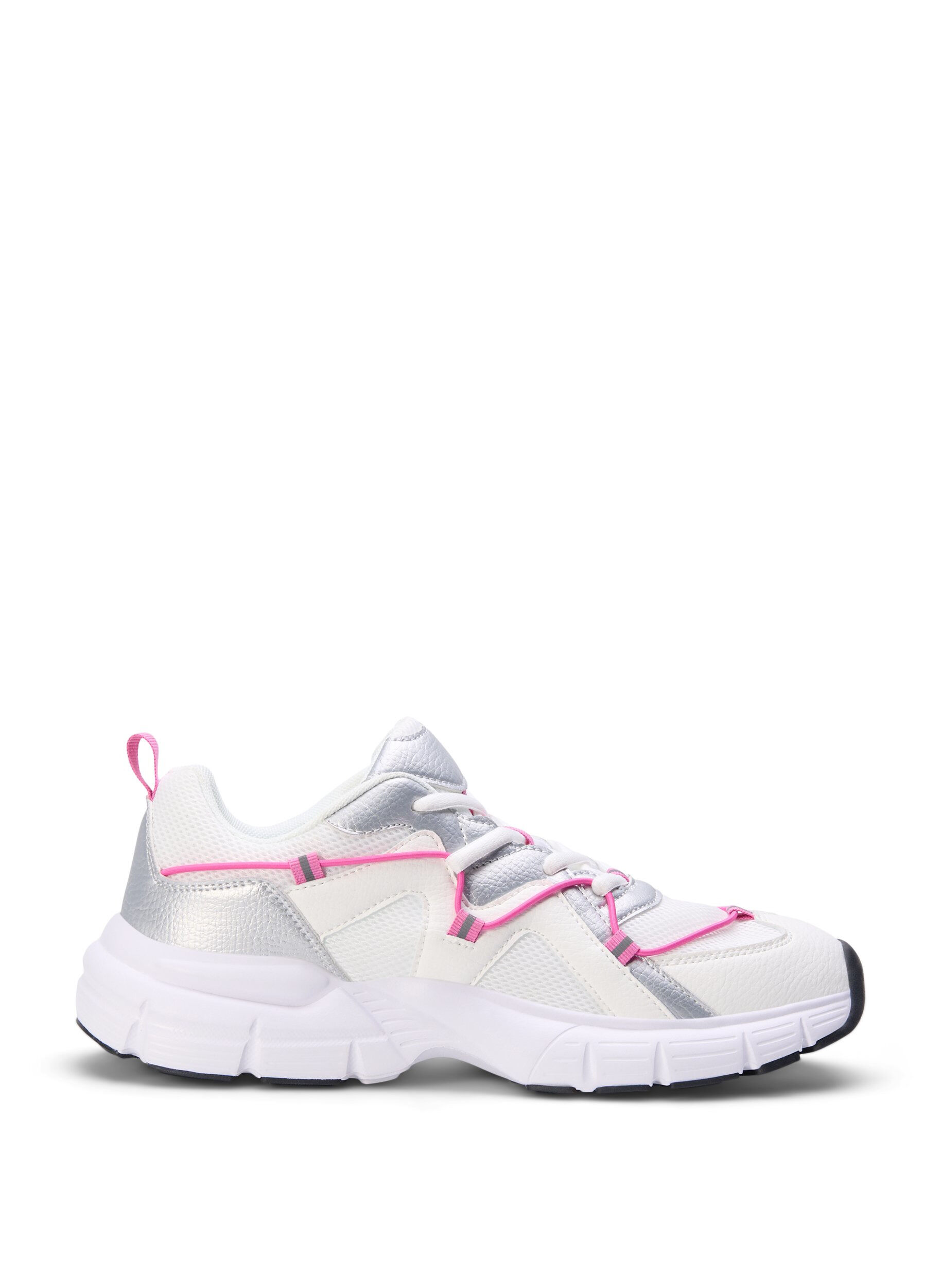 Zizzi Leve&auml;lestiset tennarit, joissa on kontrastiv&auml;rinen nauha, White w. Pink, Packshot image number 0