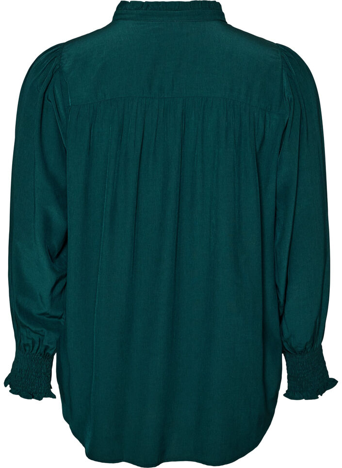 Pusero r&ouml;yhel&ouml;kauluksella ja rypytyksill&auml;, Vihre&auml;, Packshot image number 1