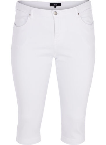 Korkeavyötäröiset Amy-farkkucaprit super slim fit, Bright White, Packshot image number 0