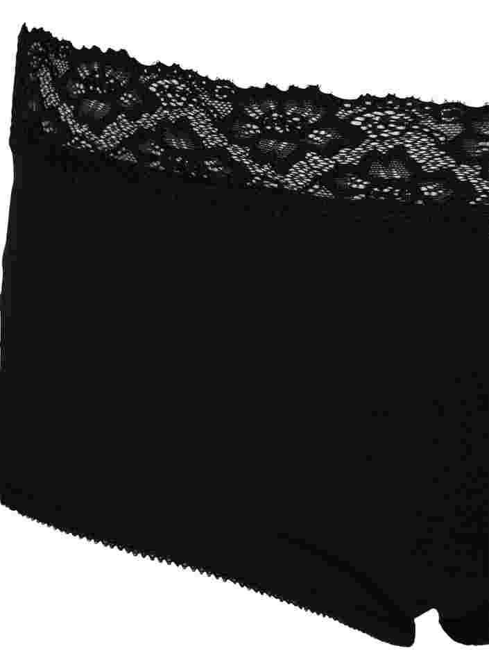 2kpl puuvillaisia alushousuja pitsillä, Black, Packshot image number 2
