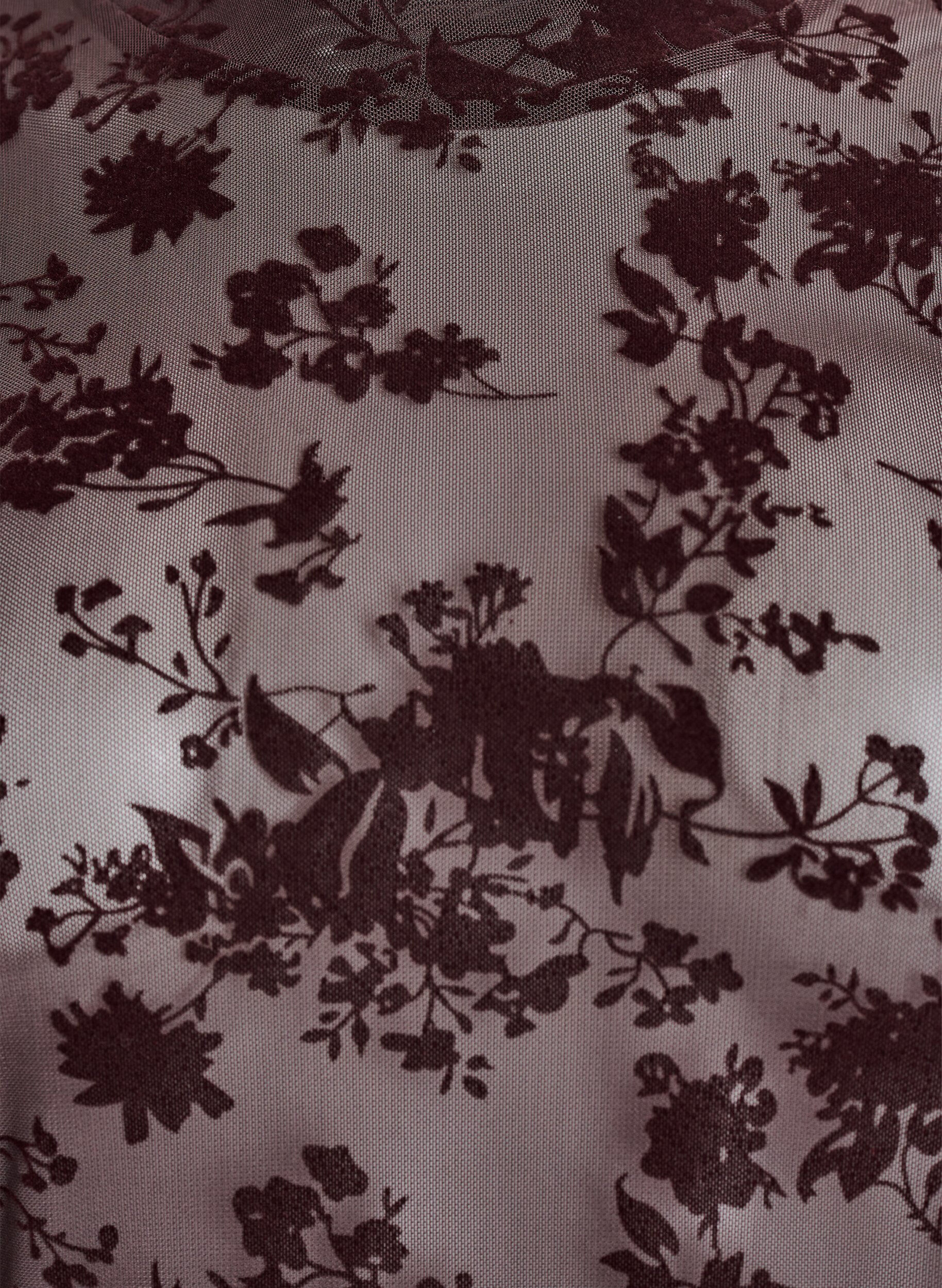 Zizzi Mesh-pusero kukkakuviolla, Ruskea, Packshot image number 2