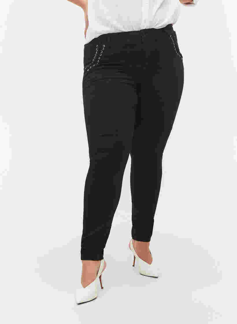 Super slim Amy-farkut nyörillä , Black, Model image number 2