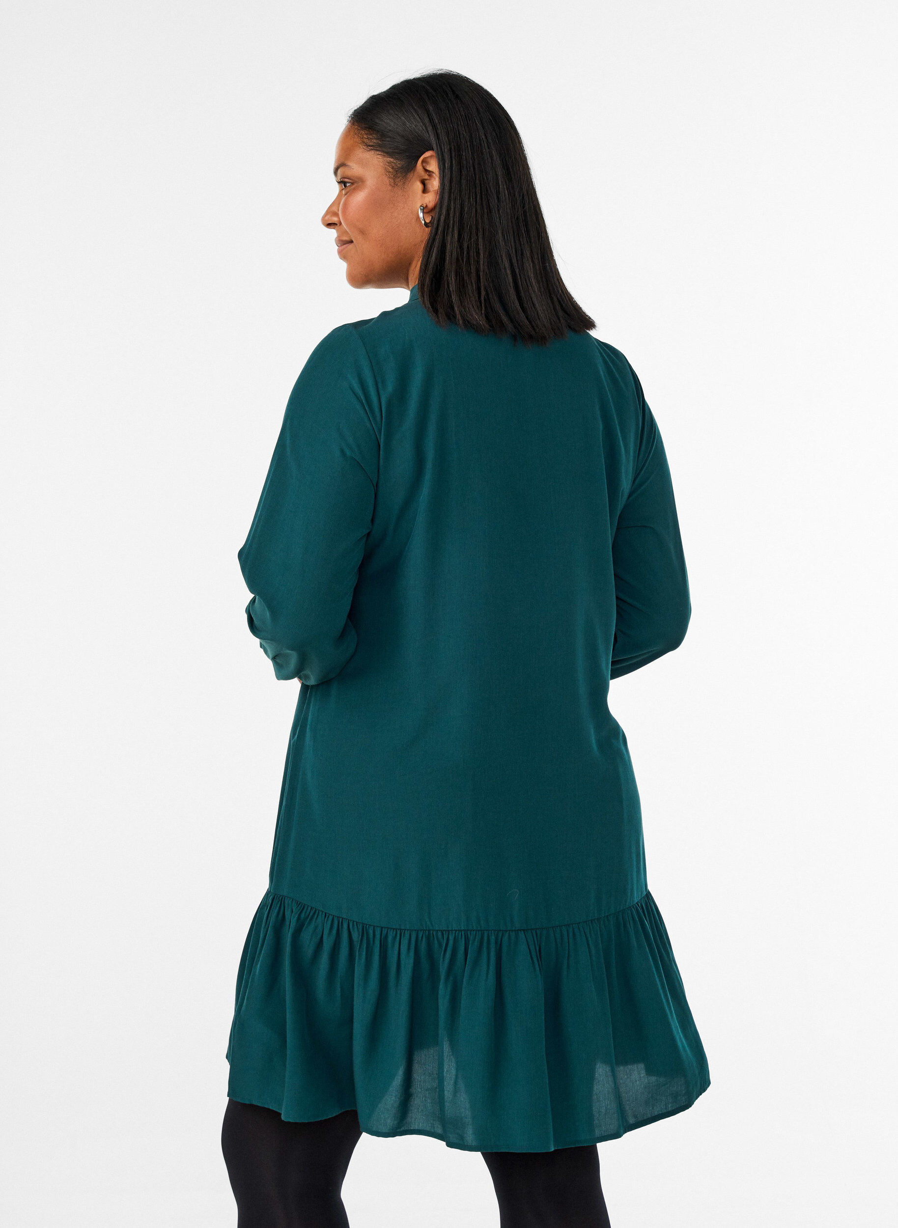 ZizziLyhyt paitamekko r&ouml;yhel&ouml;kerroksella, Vihre&auml;, Model image number 2