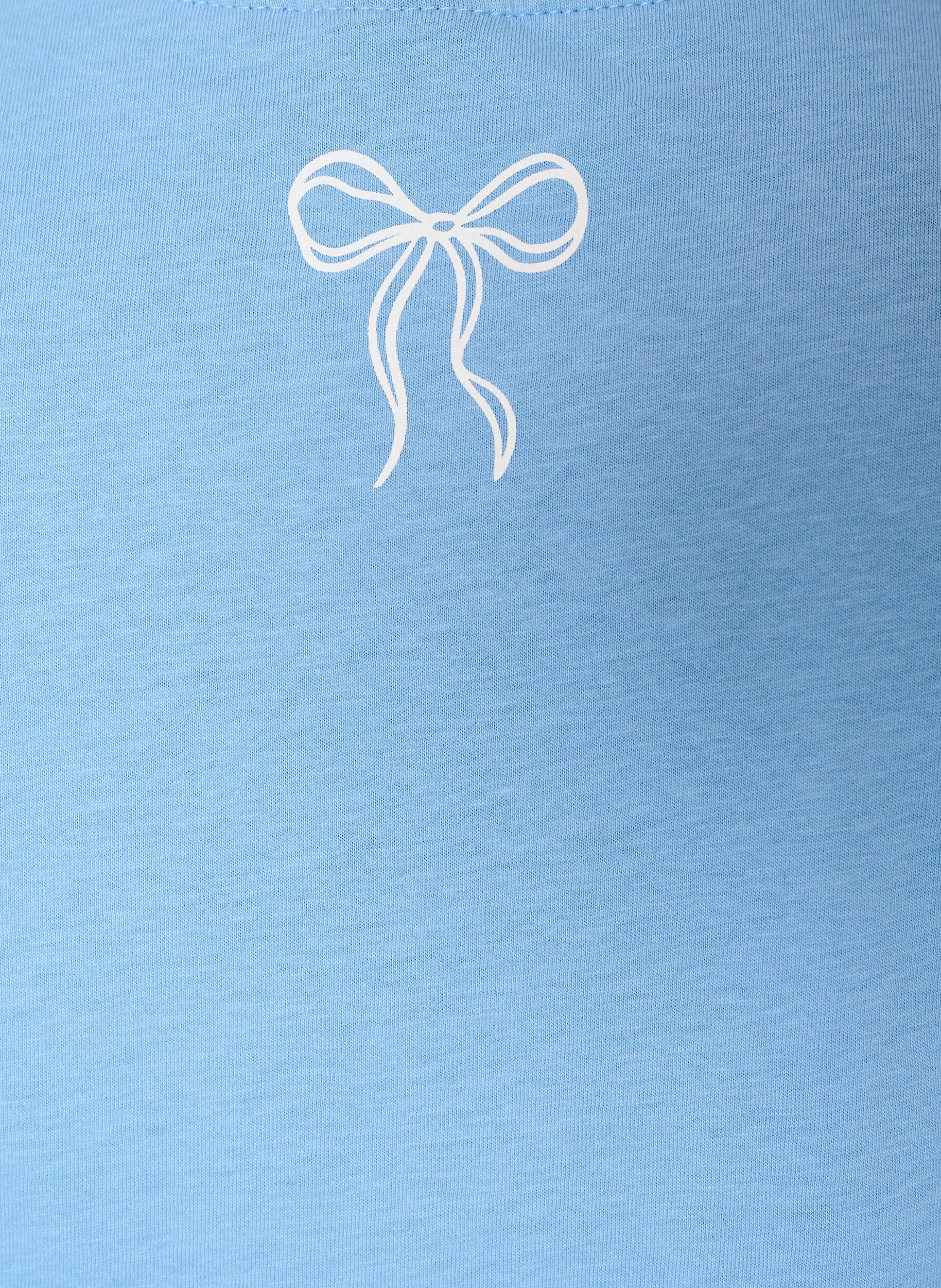 ZizziPuuvillainen V-aukollinen T-paita etupainatuksella, Sininen, Packshot image number 3
