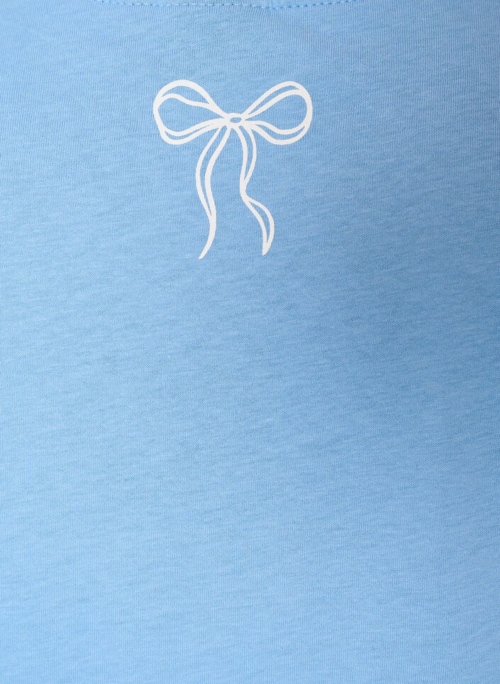 Puuvillainen V-aukollinen T-paita etupainatuksella, Sininen, Packshot image number 3