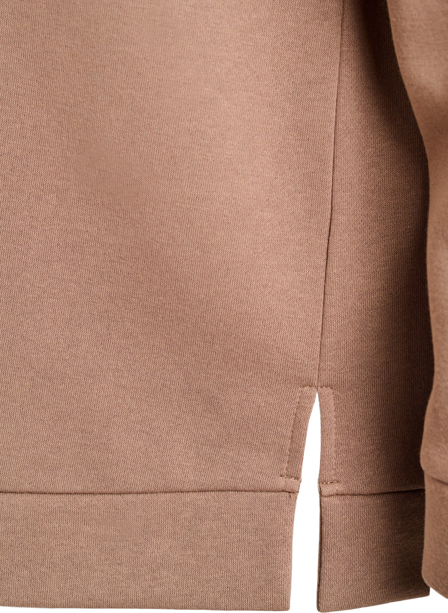 Zizzi Collegepaita, jossa korkea kaulus ja vetoketju, Ruskea, Packshot image number 3