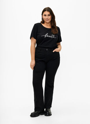 Puuvillainen T-paita painatuksella, Black W. Love, Model image number 2
