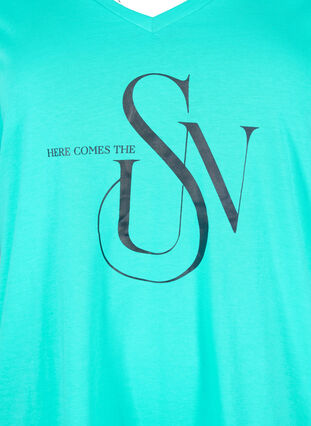 Puuvillainen t-paita painatuksella, Turquoise SUN, Packshot image number 2