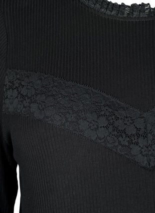 Odotusajan pitsikoristeellinen pitkähihainen pusero, Black, Packshot image number 2