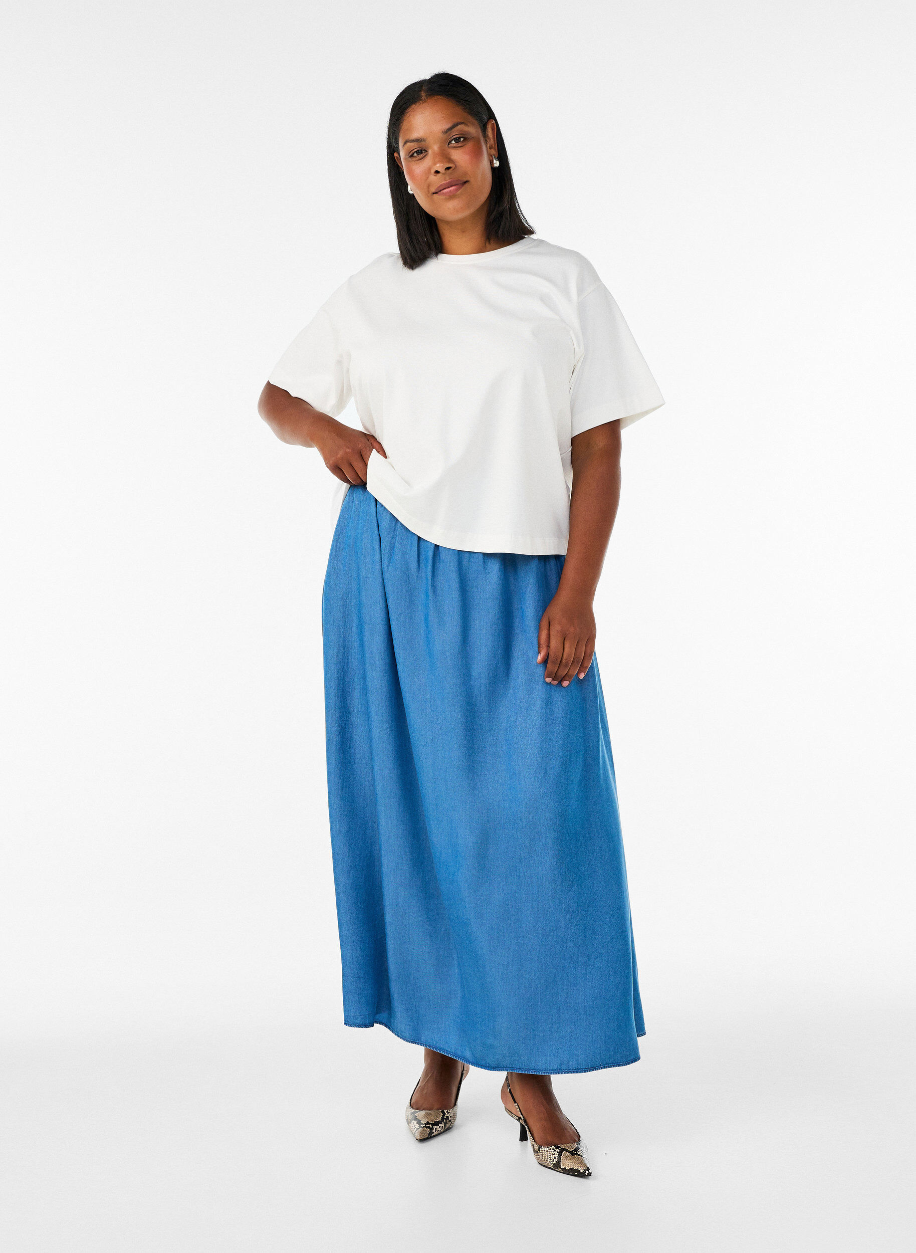 Maxihame denimlookilla TENCEL&trade;-lyocellista, Sininen, Model