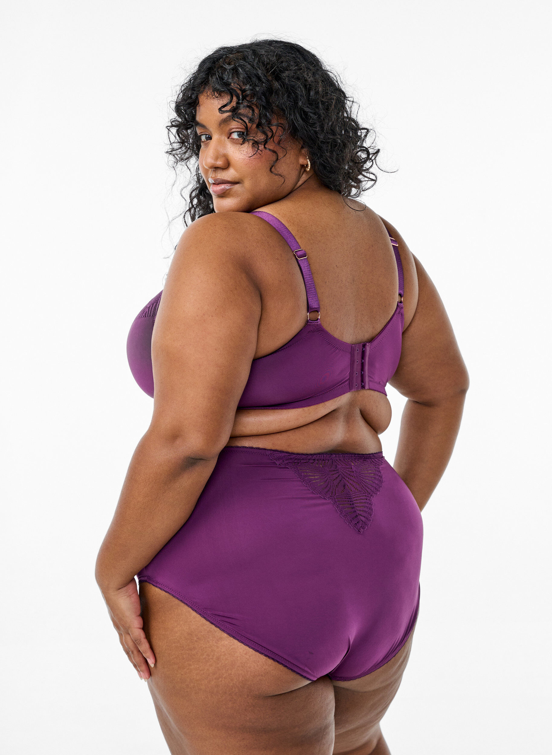 Zizzi Mikrokuituiset pikkuhousut pitsikoristeilla, Tumma Bordeaux, Model image number 1