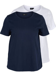 2 perus t-paitaa puuvillasta, Navy B/B White, Packshot