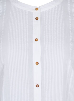 Puuvillainen paitamekko 3/4-hihoilla, Bright White, Packshot image number 2