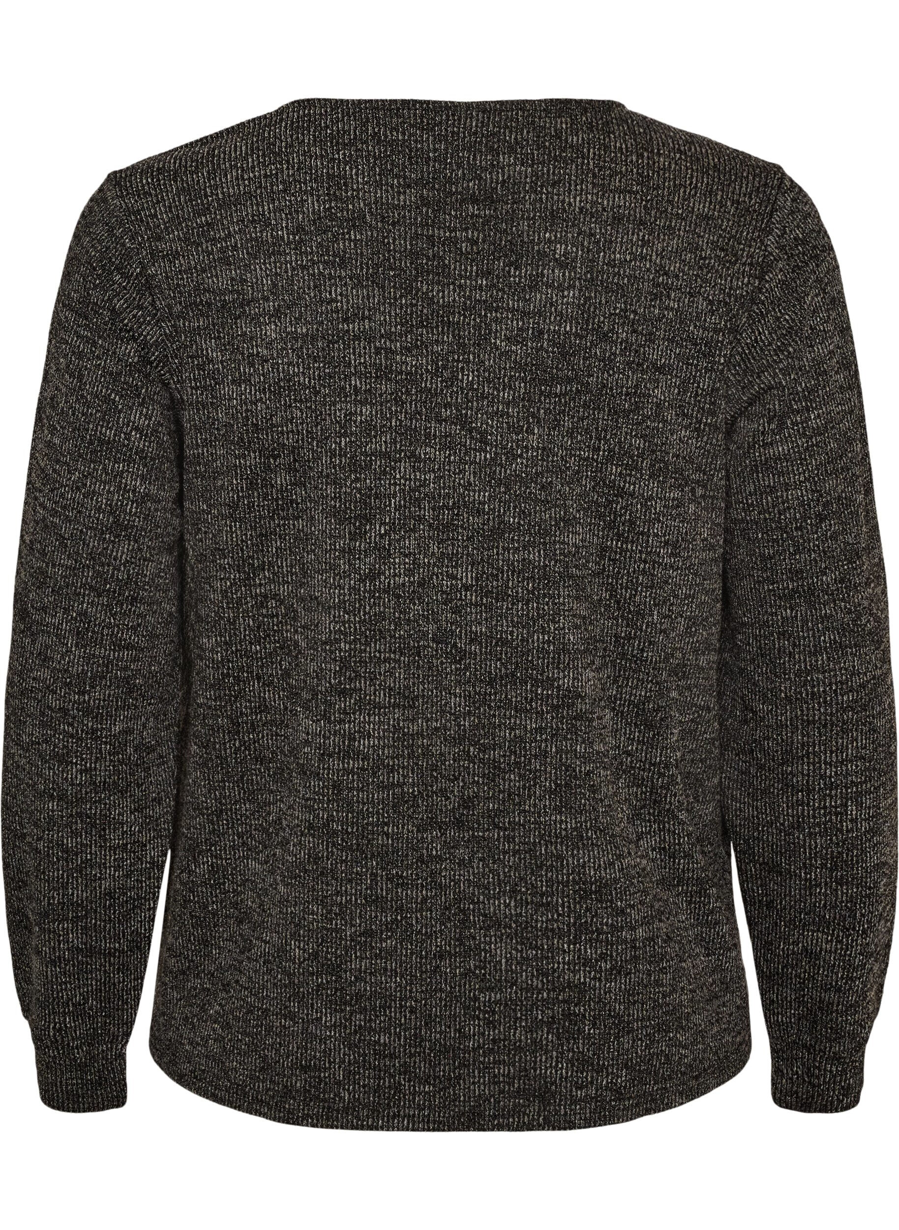 ZizziJerseypusero V-p&auml;&auml;ntiell&auml; ja pitk&auml;t hihat, Musta, Packshot image number 1