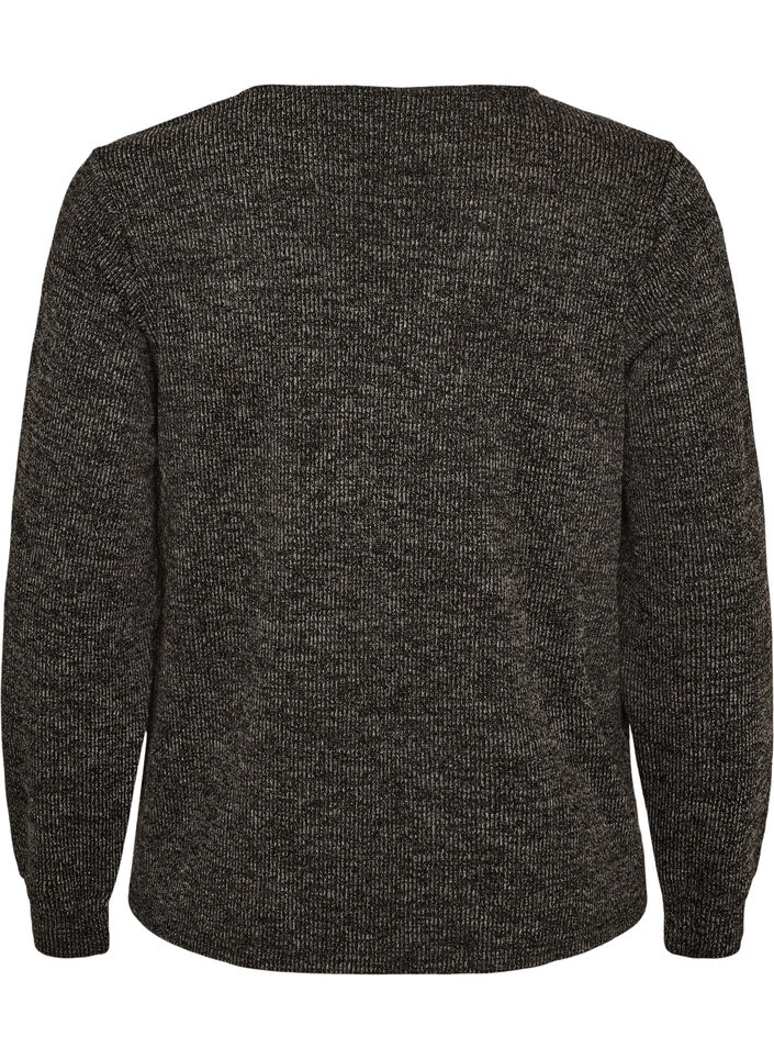 Jerseypusero V-p&auml;&auml;ntiell&auml; ja pitk&auml;t hihat, Musta, Packshot image number 1
