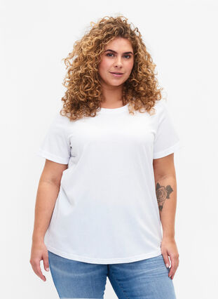 Perus t-paita puuvillasta, Bright White, Model image number 0