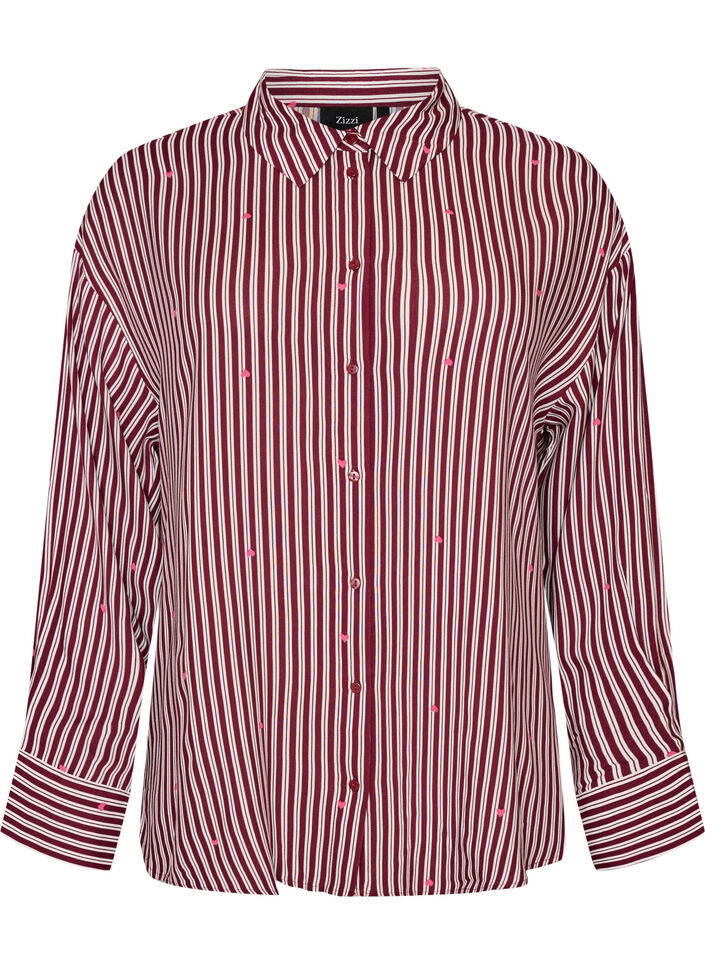 Y&ouml;paita raidoilla ja syd&auml;mill&auml;, Tumma Bordeaux, Packshot image number 0