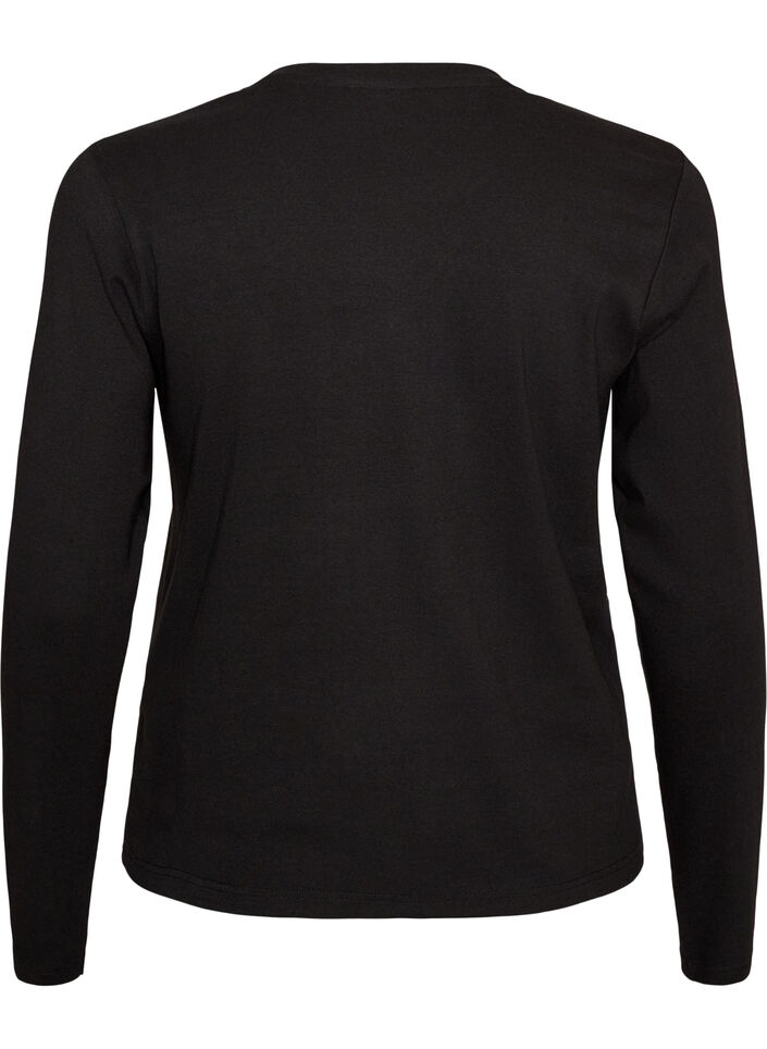 Pitk&auml;hihainen basic-T-paita py&ouml;re&auml;ll&auml; p&auml;&auml;ntiell&auml;, Musta, Packshot image number 1