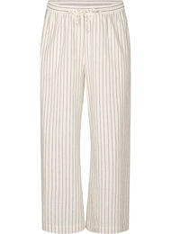 V&auml;lj&auml;t housut, joissa on korkea vy&ouml;t&auml;r&ouml; ja taskut., Vanilja