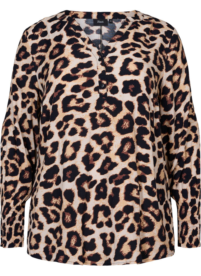 Viskoosipusero kuosilla ja snokkirypytyksellä, Leo AOP, Packshot image number 0