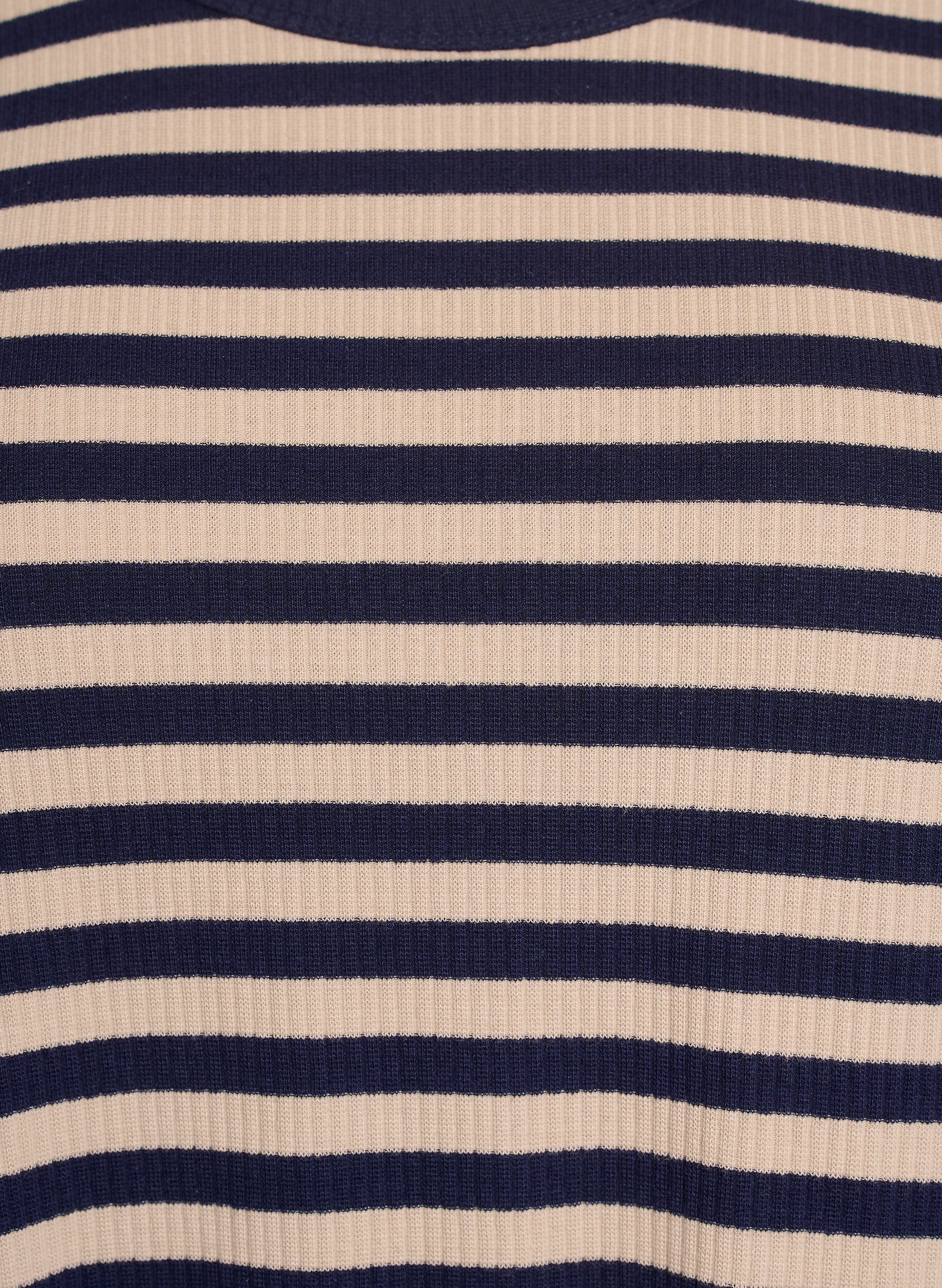 Zizzi Raidallinen pusero pitkill&auml; hihoilla, Beige, Packshot image number 2