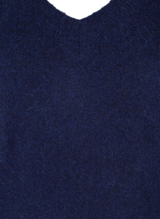 Meleerattu v-aukollinen neulepusero villasekoitteesta, Dark Blue Mel., Packshot image number 2
