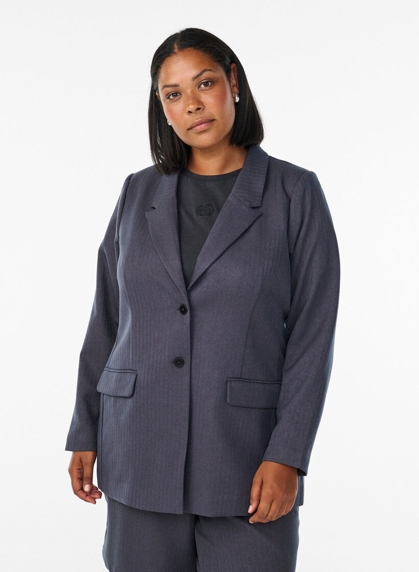 Klassinen bleiseri taskuilla, Harmaa, Model