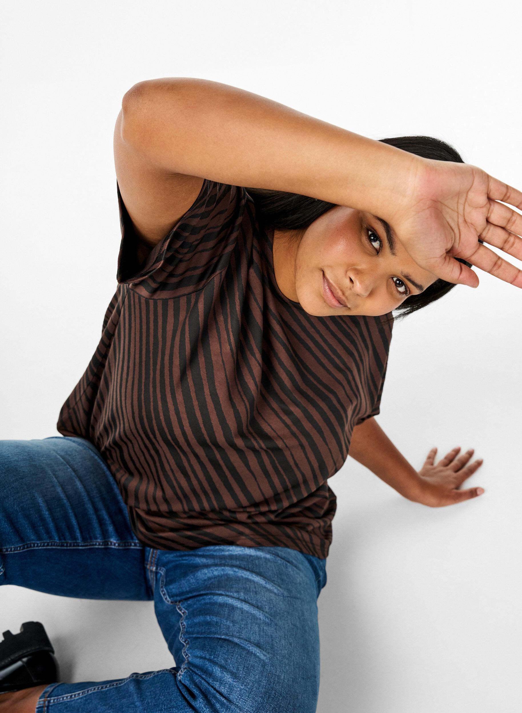 Zizzi Ylisuuri pusero kuviolla, Ruskea, Image image number 0