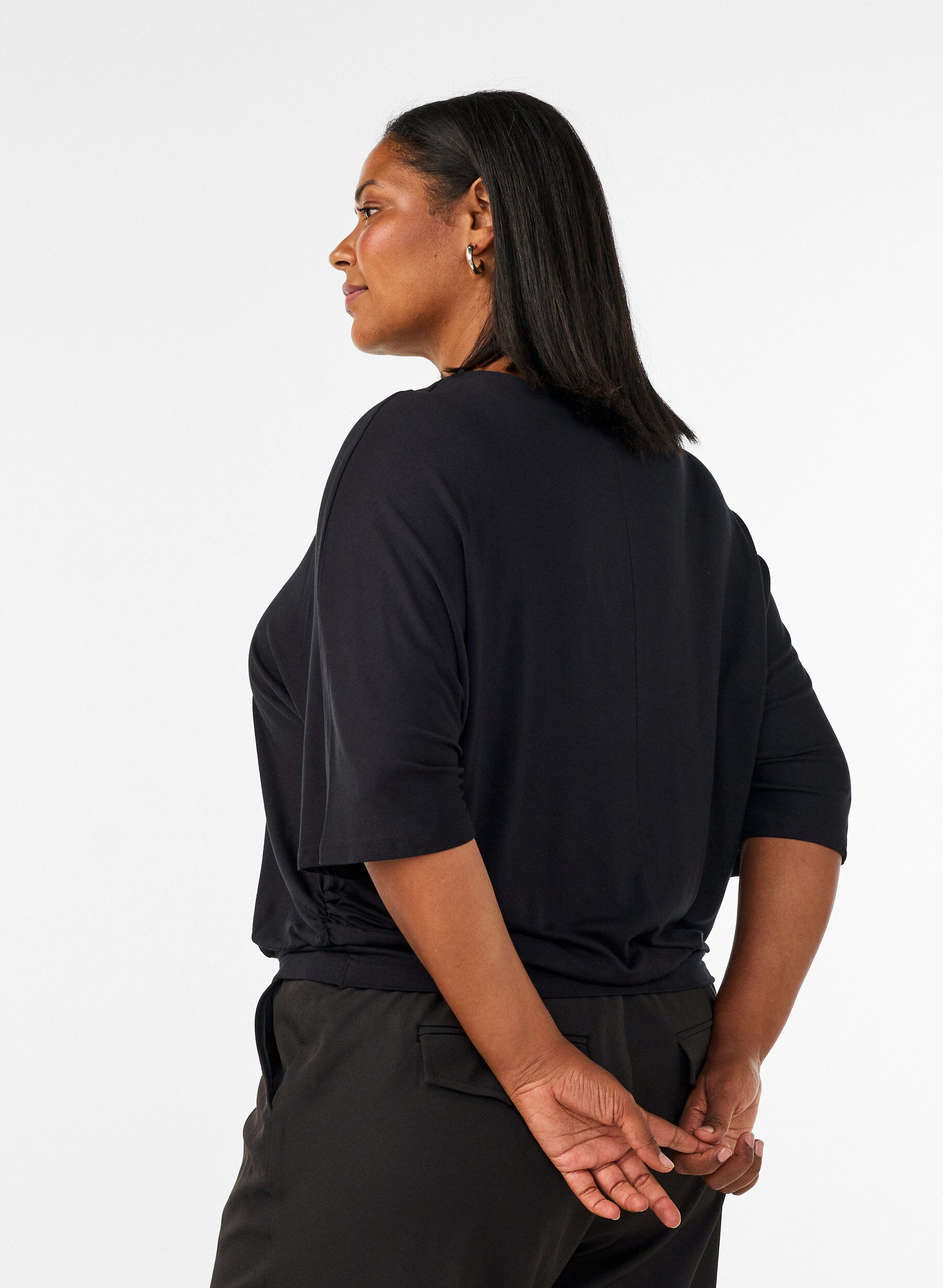 ZizziJerseypusero kyyn&auml;rpituisilla pallohihoilla, Musta, Model image number 2
